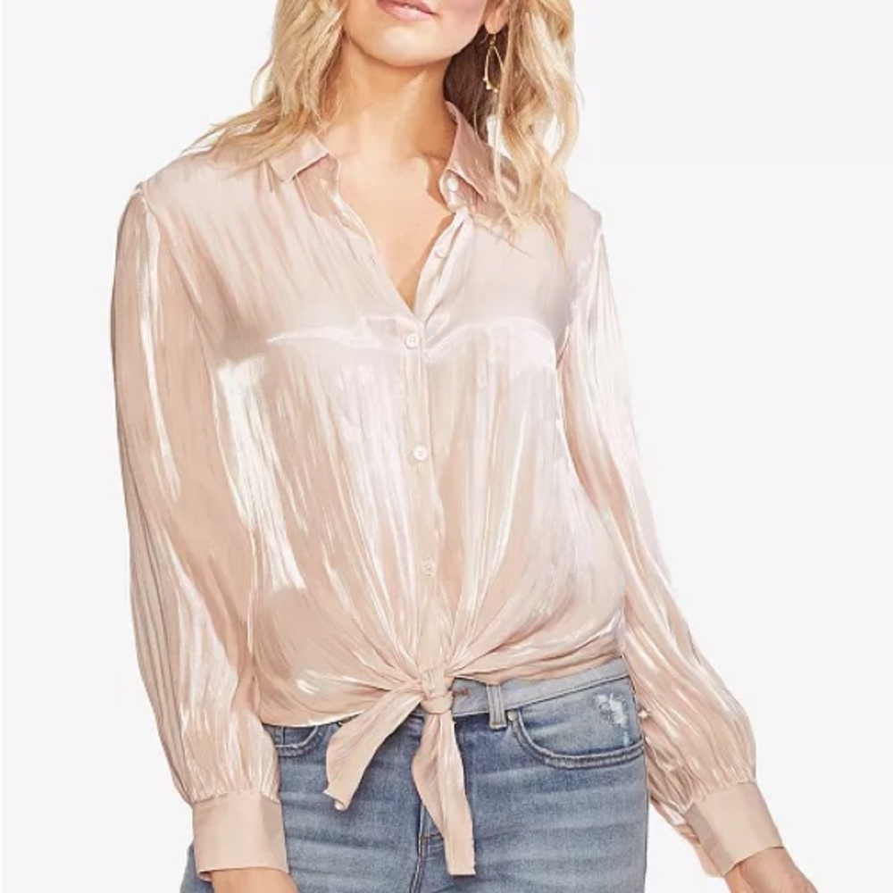 Vince‎ Camuto Iridescent Tie-Front Blouse